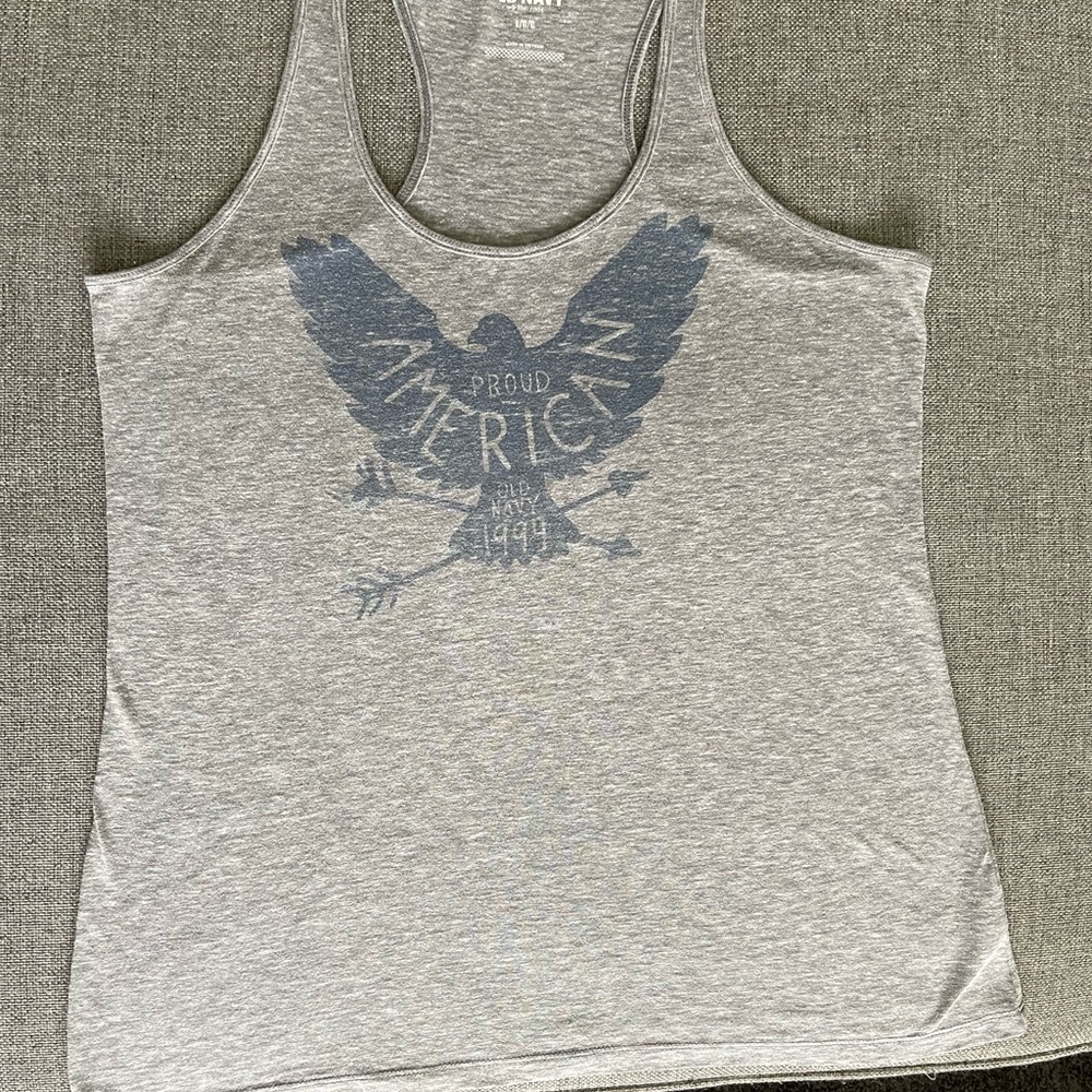 Old Navy Gray Tank Top with Eagle Graphic